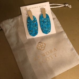 Aragon Gold Statement Earrings In Aqua Howlite